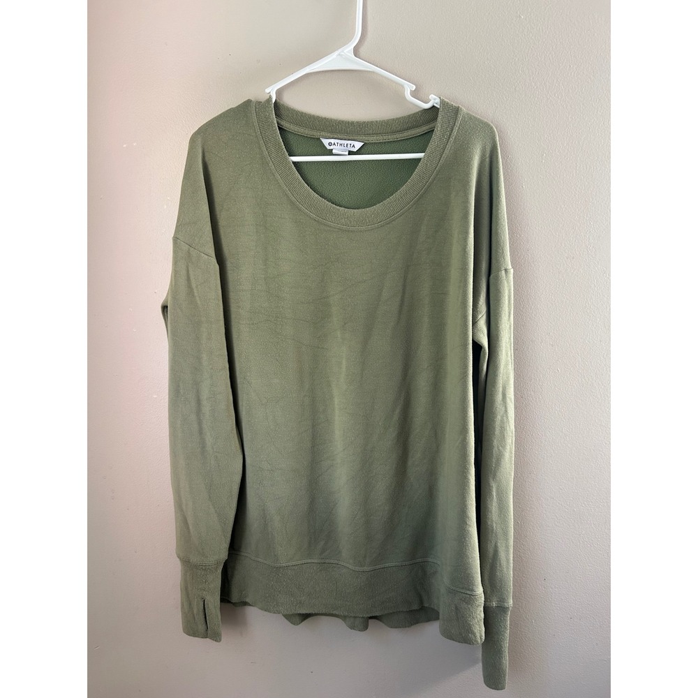 Athleta Women's Olive Green Up For Anything Thumb‎ Hole Sweatshirt Lounge